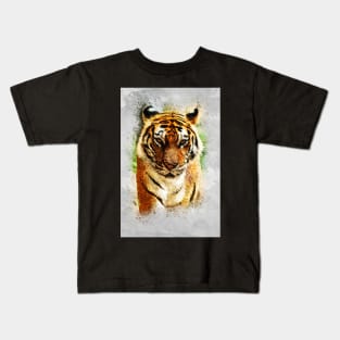 Magnificent Bengal TIGER Abstract Watercolor artwork for the animal lovers Kids T-Shirt